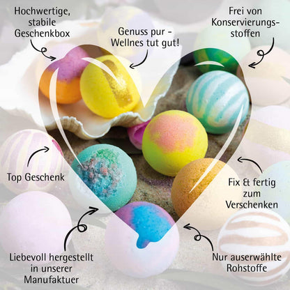 Hallingers Luxury Bath Bombs - Blue - Set of 12 bath bombs - Gift ideas for Christmas & Advent calendar gifts | Congratulations on your new home