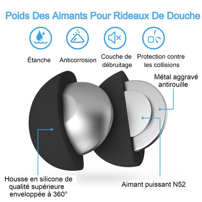 VANZAVANZU Shower Curtain Weights, Rustproof, Shower Curtain Magnets with Silicone Coating to Prevent Blowing Away by the Wind.