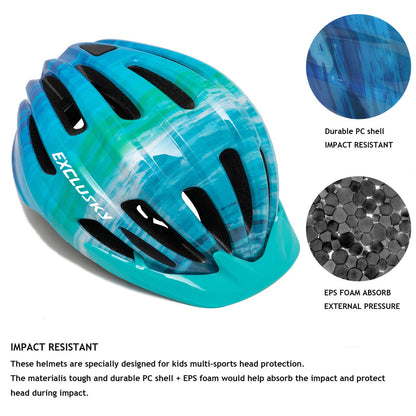 Exclusky Unisex Youth 222-Ocean Blue Bike Helmet, 4-OCEANBLUE, One Size EU