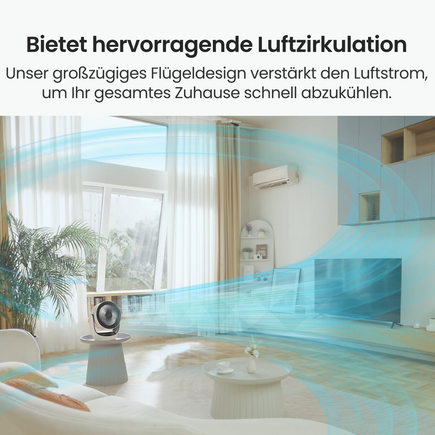 SwitchBot USB desk fan, powerful 24 dB quiet battery-operated circulation fan, Compatible with Alexa/Google/Siri (Hub required), 4 modes, 9-hr timer, energy-efficient circulation fan.