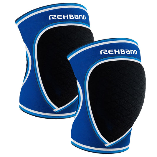 Rehband knee pads for volleyball, handball and indoor sports. Neoprene knee protectors comfortable & snug fit, sport knee protector for women & men. Color: Blue - 1 pair, Size: L.