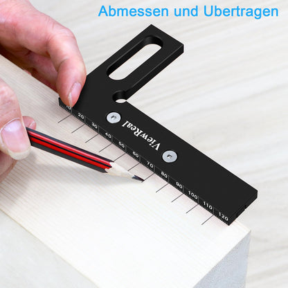 3D miter angle multifunctional 22.5-90 degree angle gauge aluminum alloy high precision layout measuring tool marking tool woodworking measuring tools for carpenters, engineers black