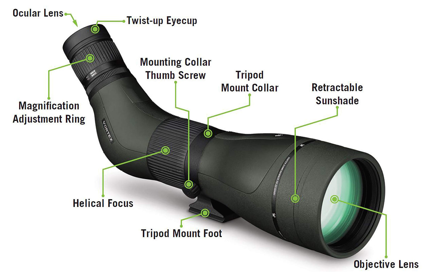 Vortex Diamondback HD spotting scope, green