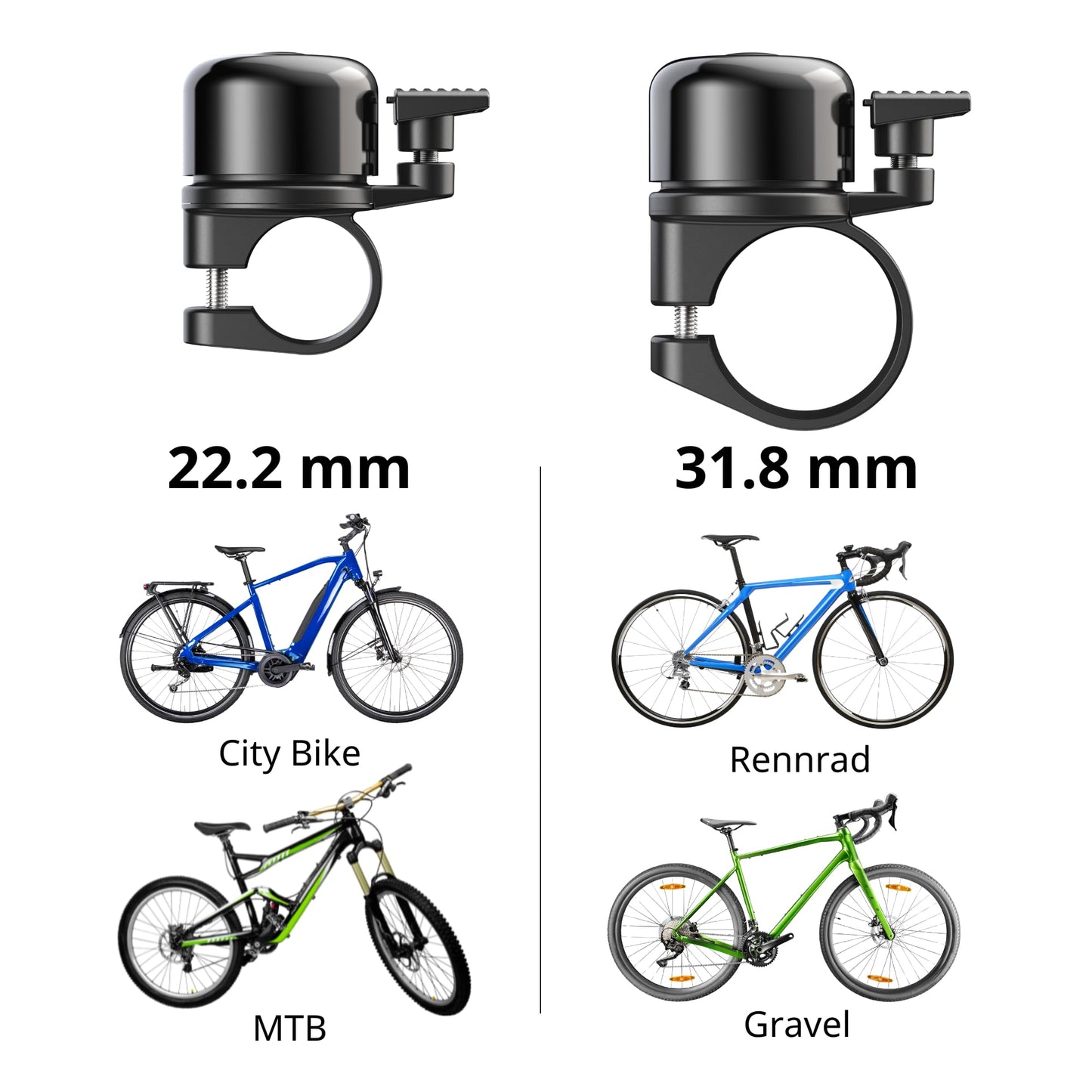 AirBell Pro - Bike bell with built-in tracker for Apple Find My network, AirTag alternative (22.2mm standard handlebar)
