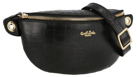 Gusti Leather Waist Bag - Annabelle Men's and Women's Waist Bag Fanny Pack Handbag Leather Bag Black Leather
