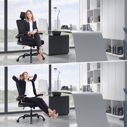 Naspaluro office chair, Ergonomic desk chair with adjustable headrest, armrests, dynamic lumbar support, swivel chair with breathable mesh cover for home office, black.