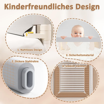 Daromigo 180 cm bed rail, foldable bed guardrail, adjustable height 68-95cm, baby bed guardrail for parents' beds and children's beds.