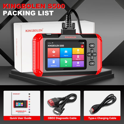 KINGBOLEN S500 OBD2 diagnostic tool, Automotive error code reader for Engine/Transmission/ABS/SRS, Auto diagnostic tool with Oil, SAS, Brake, ETS reset, Auto VIN, Lifetime Free Upgrade.