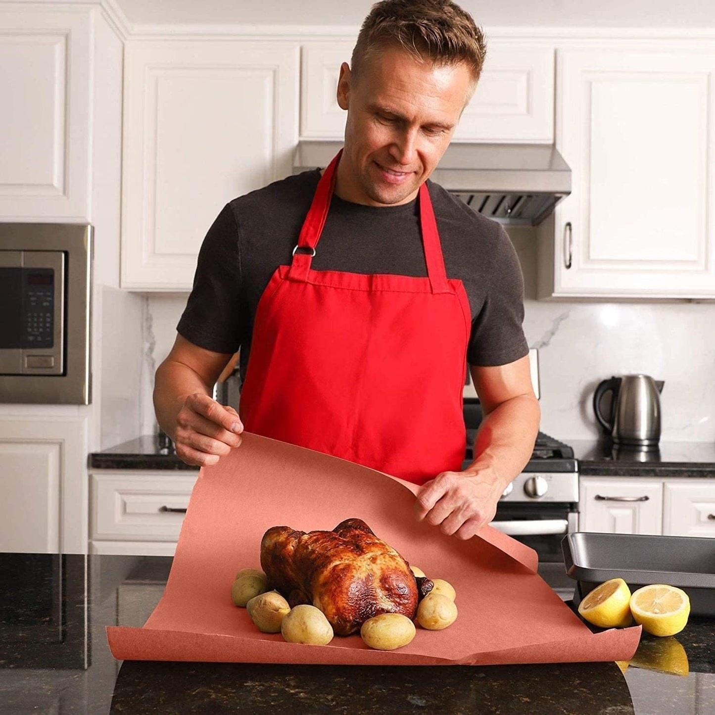 Butcher paper for smoking meat, FDA approved Kraft paper for grilling, smoking, or wrapping fish and meat. Pink butcher paper roll 30cm x 30m.