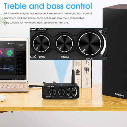 Nobsound G3 Bluetooth stereo amplifier, 2-channel Class D audio receiver for home speakers, 50W x 2 TPA3116 HiFi power amplifier.