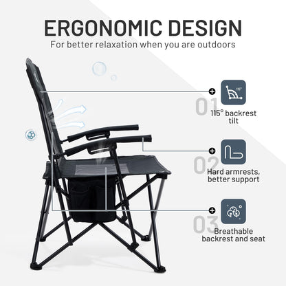 TIMBER RIDGE Folding Camping Chair Lightweight Portable Chair 150kg Capacity High Back and Mesh Back Outdoor Comfortable, Portable Beach Chair for Festival, Fishing, Garden, Picnic, Dining Area