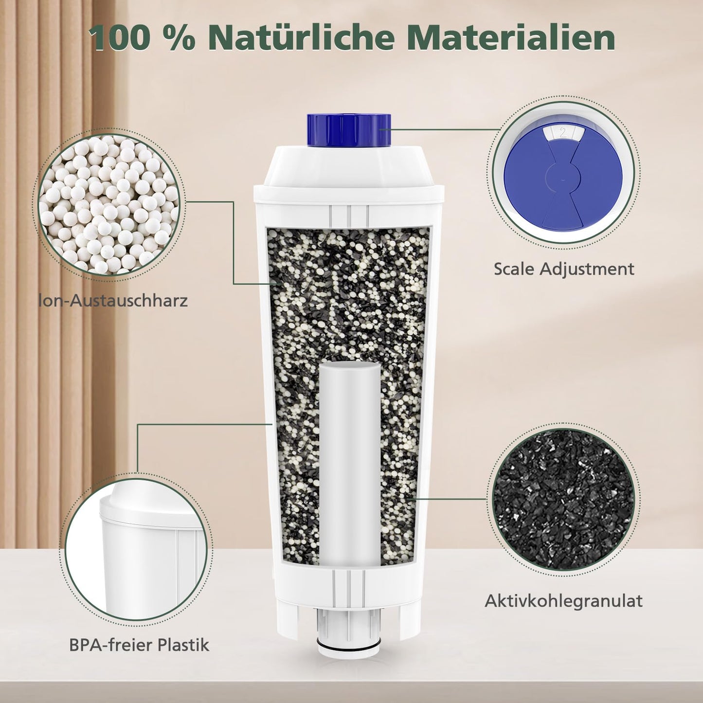 6 pieces of water filters for Delonghi, compatible with Delonghi DLSC002. Water filter cartridges suitable for Delonghi Magnifica S, ECAM, ESAM, ETAM, EPAM, Primadonna coffee machines.