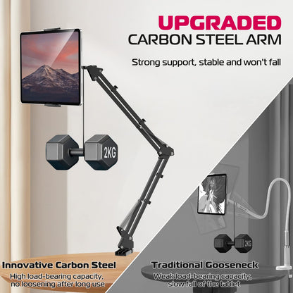 ULANZI Tablet Holder for Bed & Desk - 360° Rotatable Universal Mount with Spring Technology for iPads, Tablets, Phones or other devices with 4.6 to 12.9 inches, Strong Clamp Arm up to 1.2 kg.