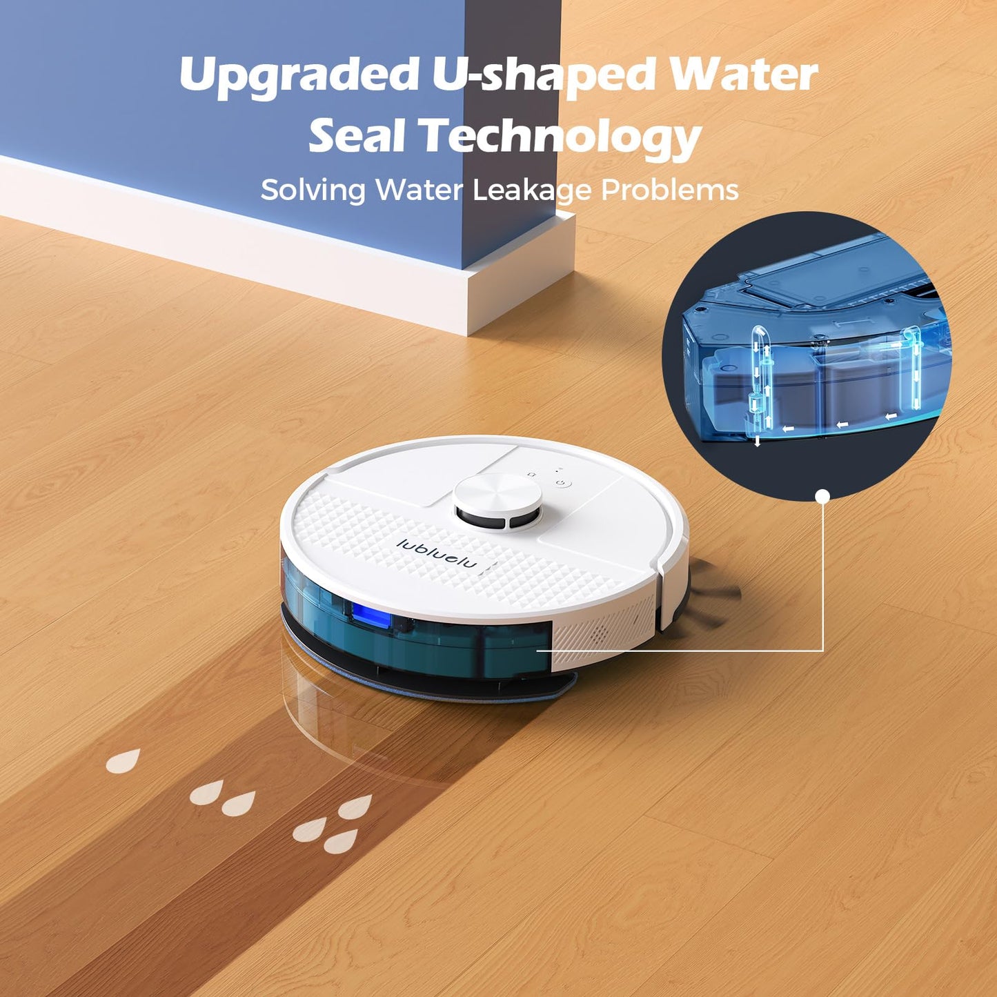 Lubluelu 3-in-1 robot vacuum with mopping function, 4500Pa suction power, laser navigation, anti-blocking technology, 150 min runtime, APP control, 24 No-Go zones (White)