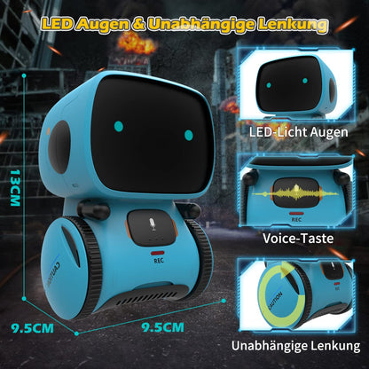 REMOKING Intelligent Robot Kids Toy, Interactive Robot Learning Toy, Gifts for Boys Girls, Touch Control, Voice Control, Voice Recording, Repeat, Dancing, Music (Blue)