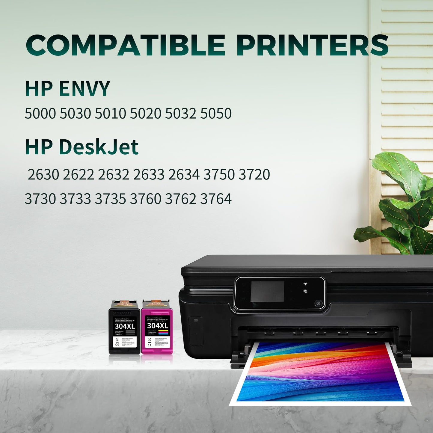 PINALL 304XL printer cartridges, 304XL Replacement Compatible for HP 304 XL Multipack for HP Envy 5030 5000 5010 printer cartridges, HP Deskjet 3750 3700 2600 2630 printer cartridges (Black, Color, 2-Pack)
