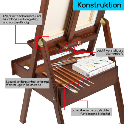 MEEDEN wood easel with storage drawer, adjustable canvas stand made of German beechwood, ideal for artists and adults, holds canvases up to 91cm.