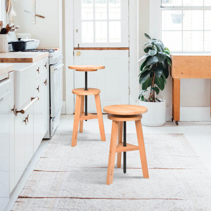 Artina Artist Stool Arles Ø 30 cm Seat Swivel Stool Wood Adjustable Height 48-66cm - Artist Stool round 360 degrees swivel & sturdy, Beech Wood, Artist Swivel Chair & Workshop Stool