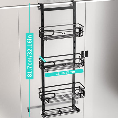 HapiRm Hanging Shower Caddy - Adjustable Hanging Shower Organizer with 4 Shower Baskets, Soap Dish, and Hooks, Over-the-Door Bathroom Shower Caddy