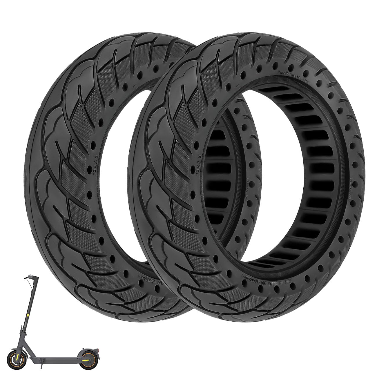 Set of 10x2.5 solid rubber tires 60/70-6.5 for Segway Ninebot Max G30 electric scooter 10 inch replacement wheels for Scooter (2 PCS)