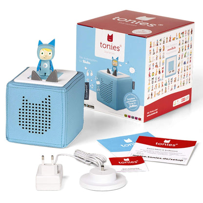 tonies Toniebox Starter Set including 1 Creative Tonie – audioplayer for children's audiobooks and songs, easy-to-use wireless music box/speaker, 7 hrs battery life, Blue