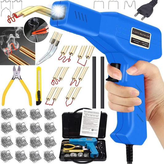 220W Plastic Welder 2-in-1 Car Plastic Repair Kit with 800PCS 6 Types Welding Staples & 2pcs Welding Rods, Plastic Welding Car Plastic Repair Kit for repairing car bumpers