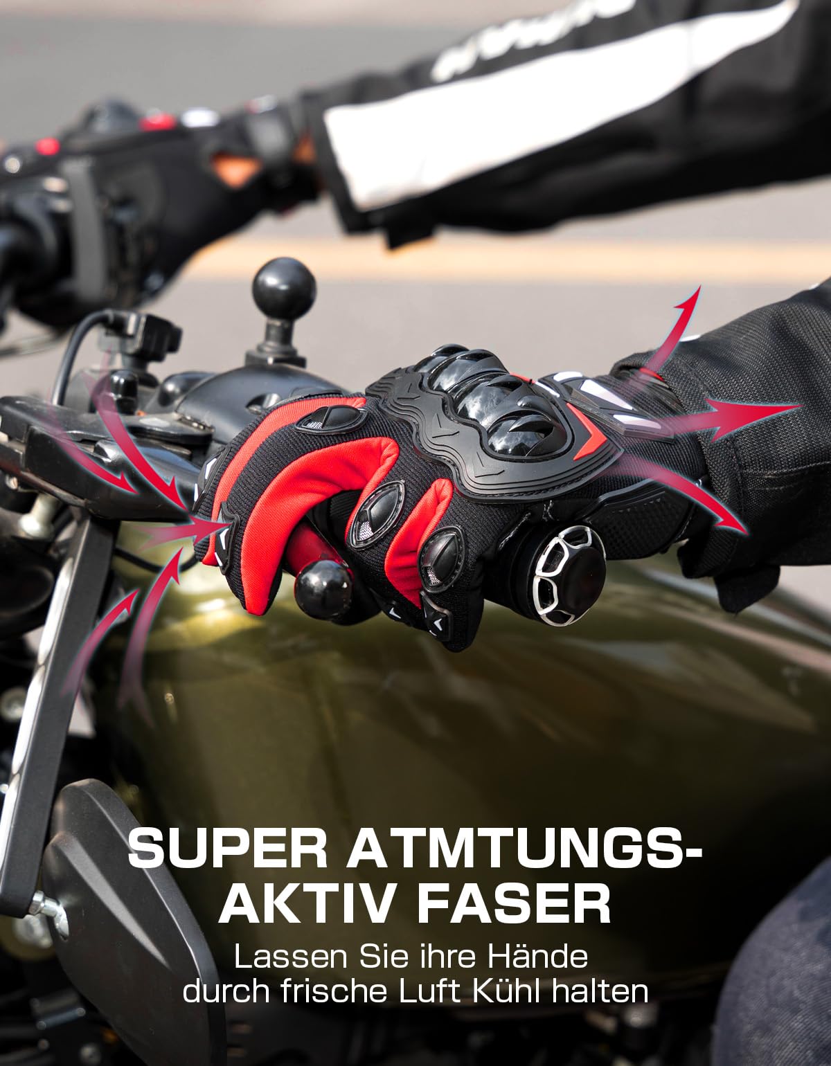 KEMIMOTO motorcycle gloves for men, summer motorcycle gloves with knuckle protector and touchscreen, breathable sport gloves for men and women, for motorcycle, bicycle, scooter, hunting