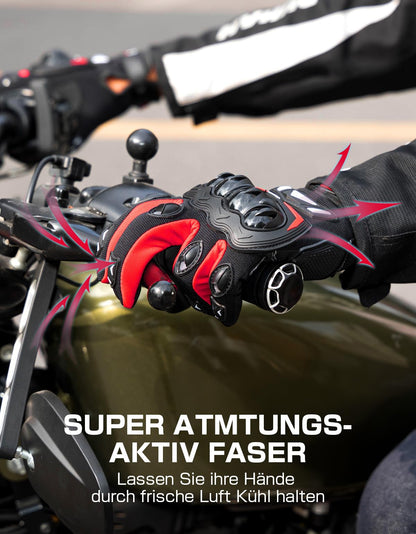 KEMIMOTO motorcycle gloves for men, summer motorcycle gloves with knuckle protector and touchscreen, breathable sport gloves for men and women, for motorcycle, bicycle, scooter, hunting