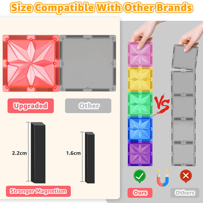 Perbabe Magnetic Building Blocks, 61 pieces magnetic blocks for kids with strong magnets. 3D educational STEM Montessori toy with cars. Perfect gift for 3-7 year olds.