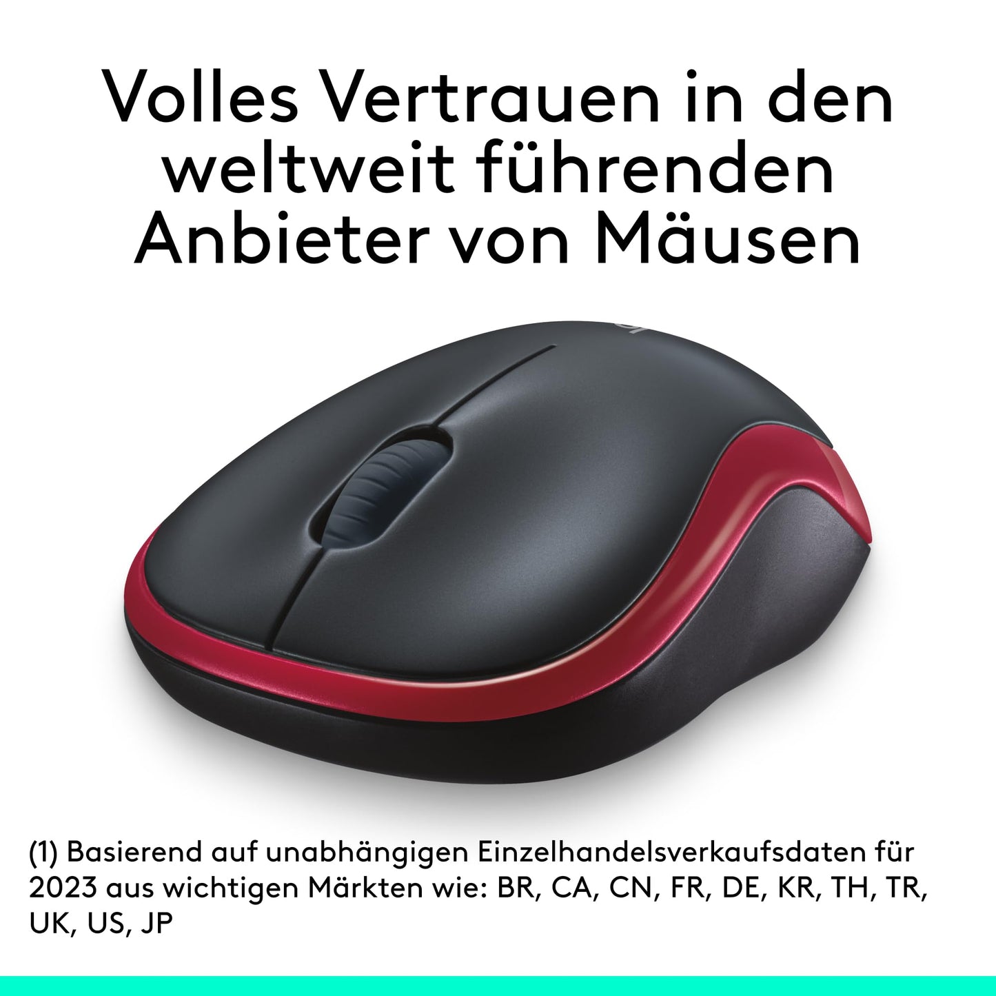 Logitech M185 Wireless Mouse, 2.4 GHz with USB Nano Receiver, 12 Months Battery Life, 1000 DPI Optical Tracking, For Left and Right Handers, Compatible with PC, Mac, Laptop - Red.