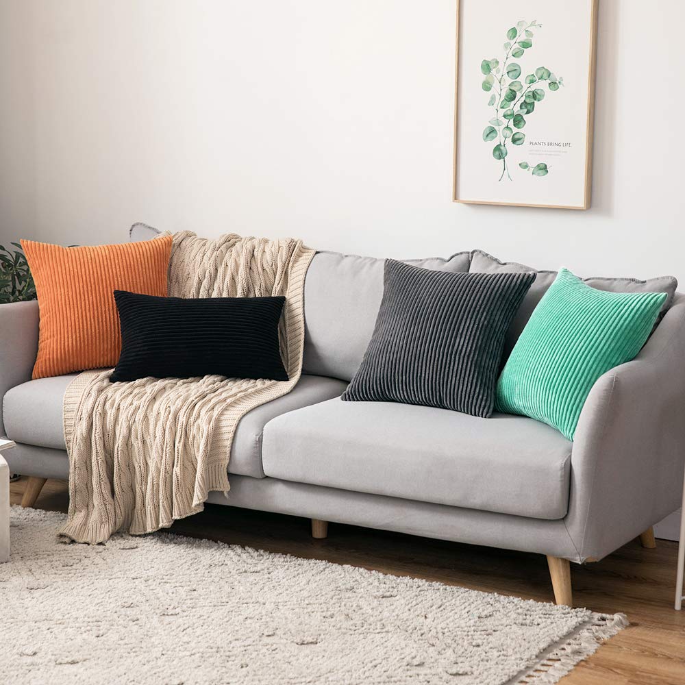 MIULEE 2-Pack Corduroy Pillow Covers Decorative Cushion Case Sofa Throw Pillow Couch Pillow Decorative Throw Pillow Cover with Hidden Zipper 45x45 cm Orange