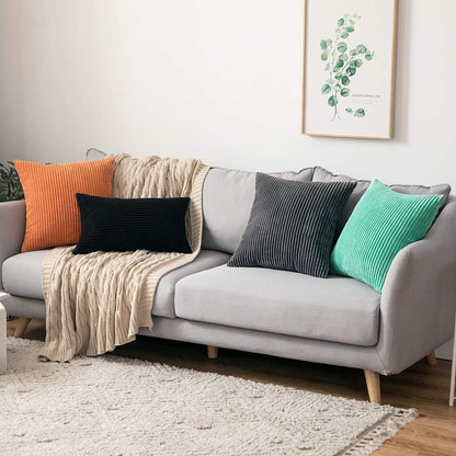 MIULEE 2-Pack Corduroy Pillow Covers Decorative Cushion Case Sofa Throw Pillow Couch Pillow Decorative Throw Pillow Cover with Hidden Zipper 45x45 cm Orange