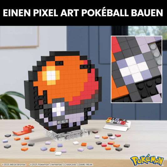MEGA Pokémon action figure building toy, Pokéball with 381 pieces, approximately 15 cm tall, for collectors, JGG71.