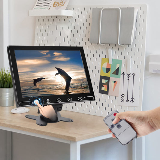 AISHICHEN Mini Monitor, Raspberry Pi Display, Portable Monitor with VGA/HDMI/VGA/HDMI/AV/BNC Port - Support Touch Button for Office/Business/Home Use/Computer (10.1 Inch -1024x600P)