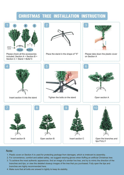 Artificial Christmas tree 210cm Artificial Christmas tree decoration Green PVC with metal stand Christmas decoration