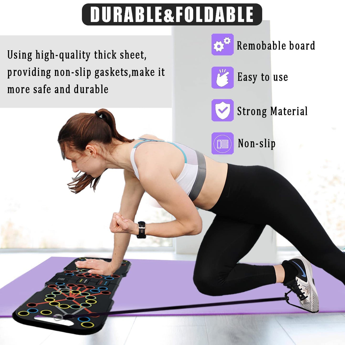 Surplex Foldable 41-in-1 Push Up Rack Board System with Hand Grip Loops Bands & Intelligent Counter, Push-Up-Bracket Board Muscle Training System for Home Fitness Training Gym Exercise Stand