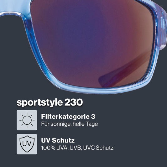 uvex sportstyle 230 - Sport sunglasses for men and women - strong protection against sunlight - 100% UVA, B, C protection - clear blue/mirror blue - one size