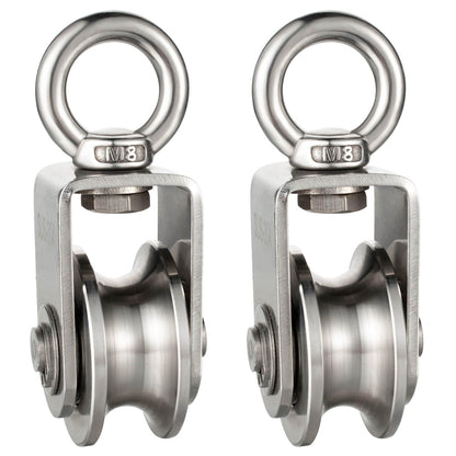 2 pieces of pulley rope, made of stainless steel with 2 ball bearings.