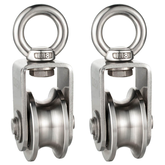 2 pieces of pulley rope, made of stainless steel with 2 ball bearings.
