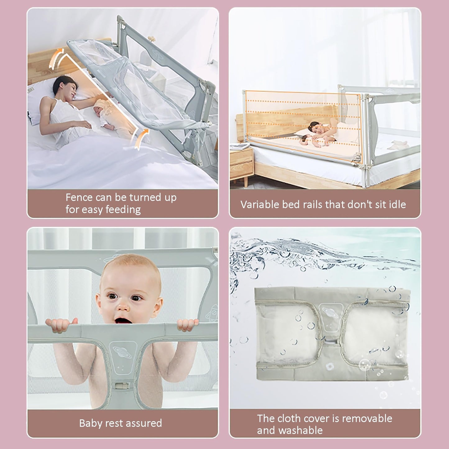 3 in 1 baby bed, baby cradle, 120x50cm, baby bed, adjustable height, bedside crib baby box spring bed, with accessories, baby playpen, baby playpen, that can be placed on the bed (Color: Light green)