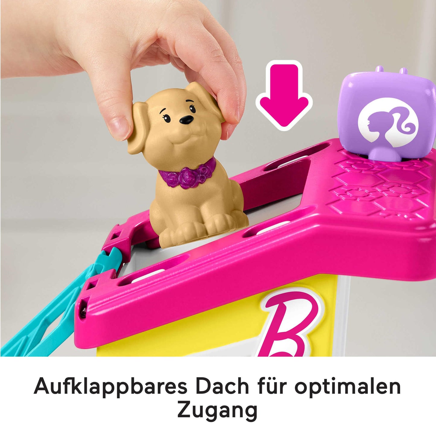 Fisher-Price Little People Barbie Toddler Playset and Animal Station with Spa and musical sounds, 4 pieces for kids ages 18 months and up, HJW76