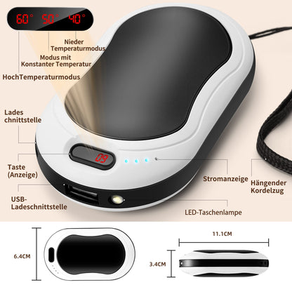 Lomvset Electric Hand Warmer 2 Pack 10000 mAh, Hand Warmer Pocket Warmer Reusable Gadget with Digital Display, Hand Warmer USB Power Bank Winter Gift for Women Kids (Black & Silver)