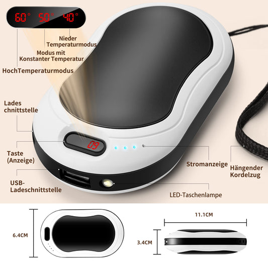 Lomvset Electric Hand Warmer 2 Pack 10000 mAh, Hand Warmer Pocket Warmer Reusable Gadget with Digital Display, Hand Warmer USB Power Bank Winter Gift for Women Kids (Black & Silver)