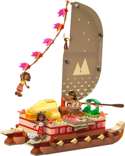 LEGO | Disney Moana 2: Moana's Adventure Raft - Toy boat with fabric sail, removable deck, campfire & 3 minifigures, including Loto and Moni – Gift for girls aged 6+ & fans – 43270
