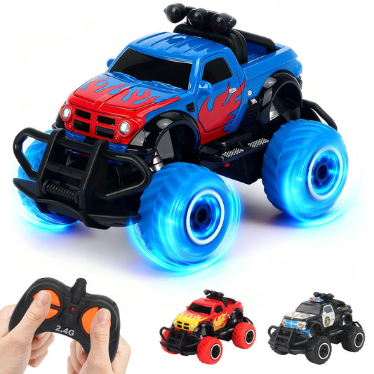 Pup Go Monster Truck Remote Control Car with Light for Kids 3-9 years, Durable Mini RC Car Fast Offroad Indoor Outdoor, Toy Toddler Christmas Birthday Gift Boy Girl, Blue