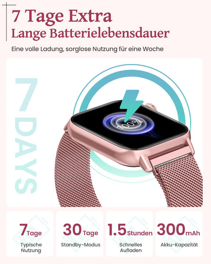 SWGOTA smartwatch for women with phone function, 1.83" fitness tracker heart rate monitor sleep monitor step counter SpO2 menstrual cycle, 113 sports modes IP68 waterproof sports watch for women iOS Android Pink
