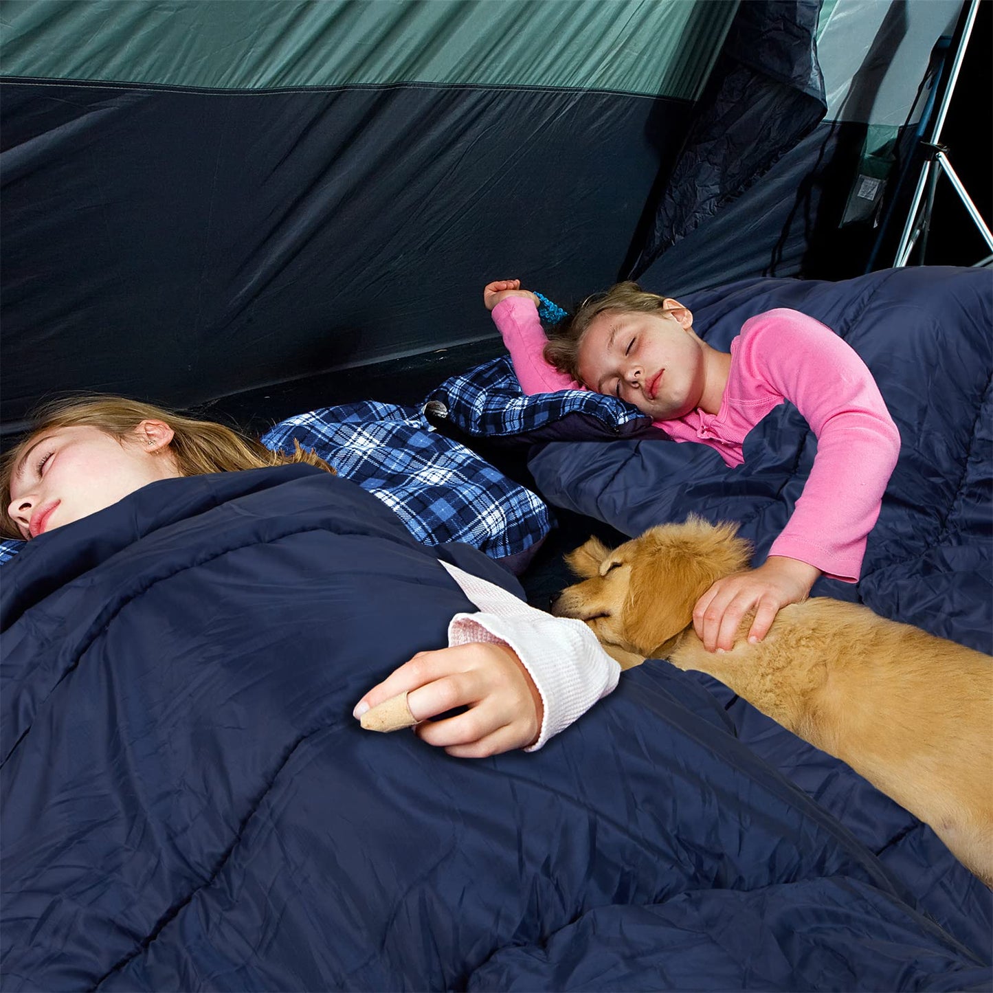 Cotton flannel double sleeping bag for camping, hiking, or trekking. Queen size 2 person waterproof sleeping bag for adults or teenagers. Lightweight sleeping bag for 2.