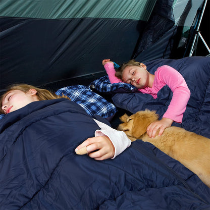 Cotton flannel double sleeping bag for camping, hiking, or trekking. Queen size 2 person waterproof sleeping bag for adults or teenagers. Lightweight sleeping bag for 2.