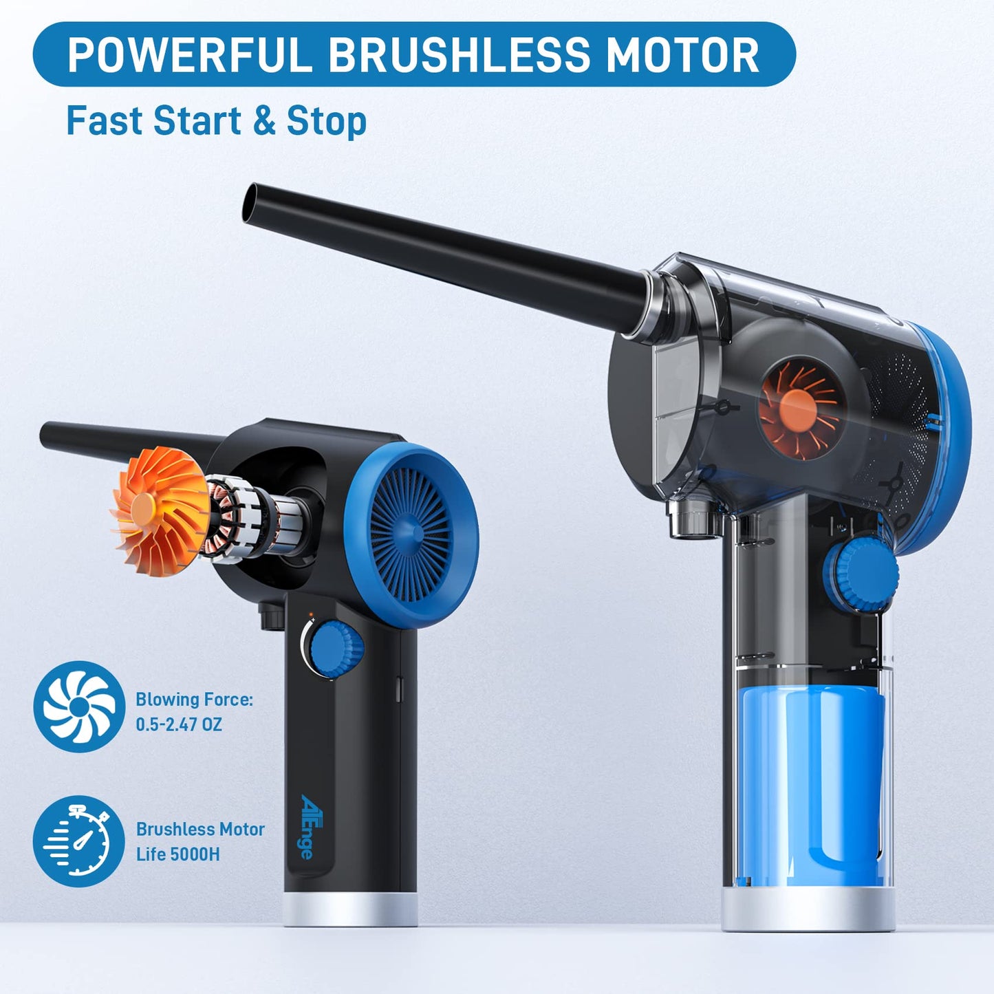 ATEngeus Electric Dust Blower, 6000mAh Air Duster for Computer, Stepless Speed Keyboard cleaner Air Spray, replaces compressed air spray, with cleaning brush.