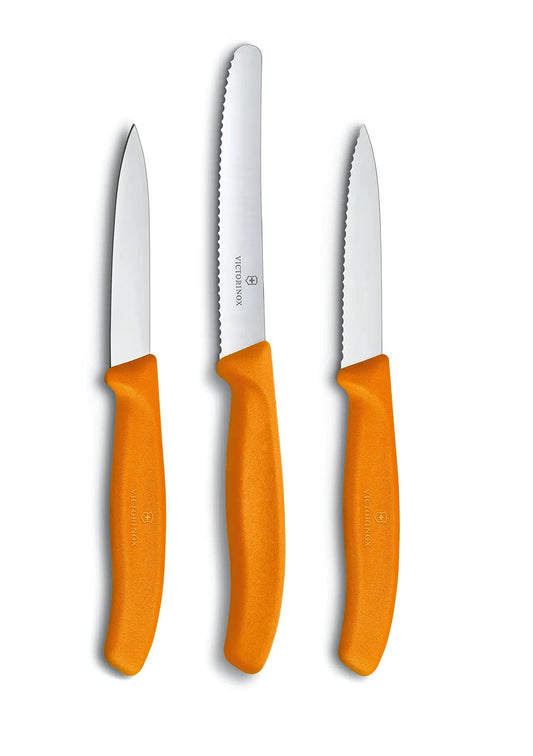 Victorinox 3-piece Vegetables Knife Set Swiss Classic - Kitchen Knife, Fruit Knife - Swiss Made - Orange